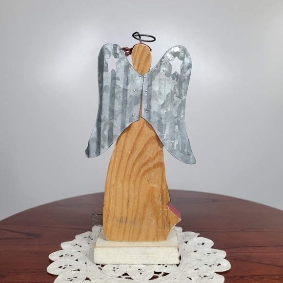 Primitive Wood Angel Figurine American Flag Stars Stars & Stripes Folk Art VTG - Picture 5 of 14